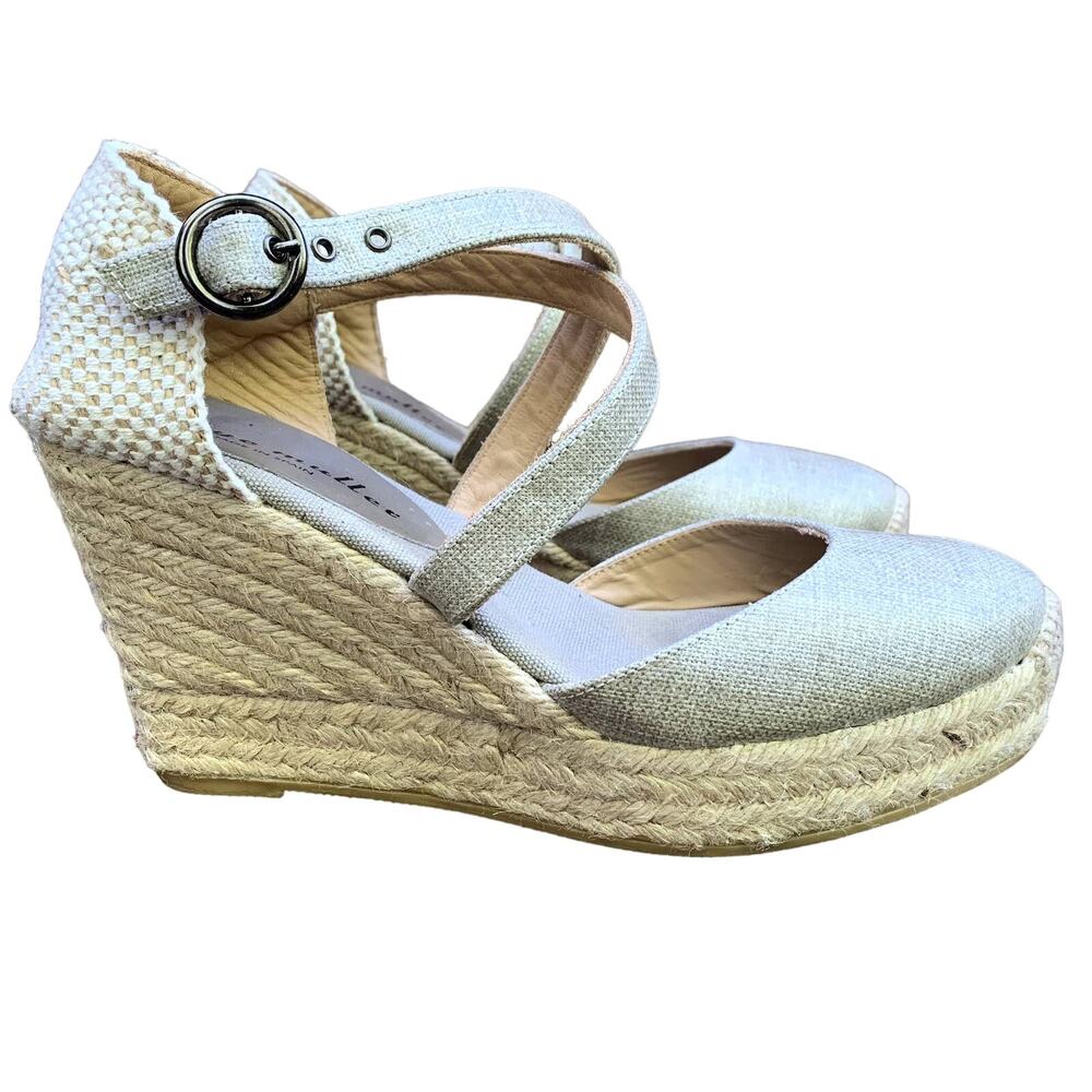 Bettye Muller Katy Espadrille Sandals Shoes Tan Canvas EU 40 US 9.5 - Picture 3 of 11